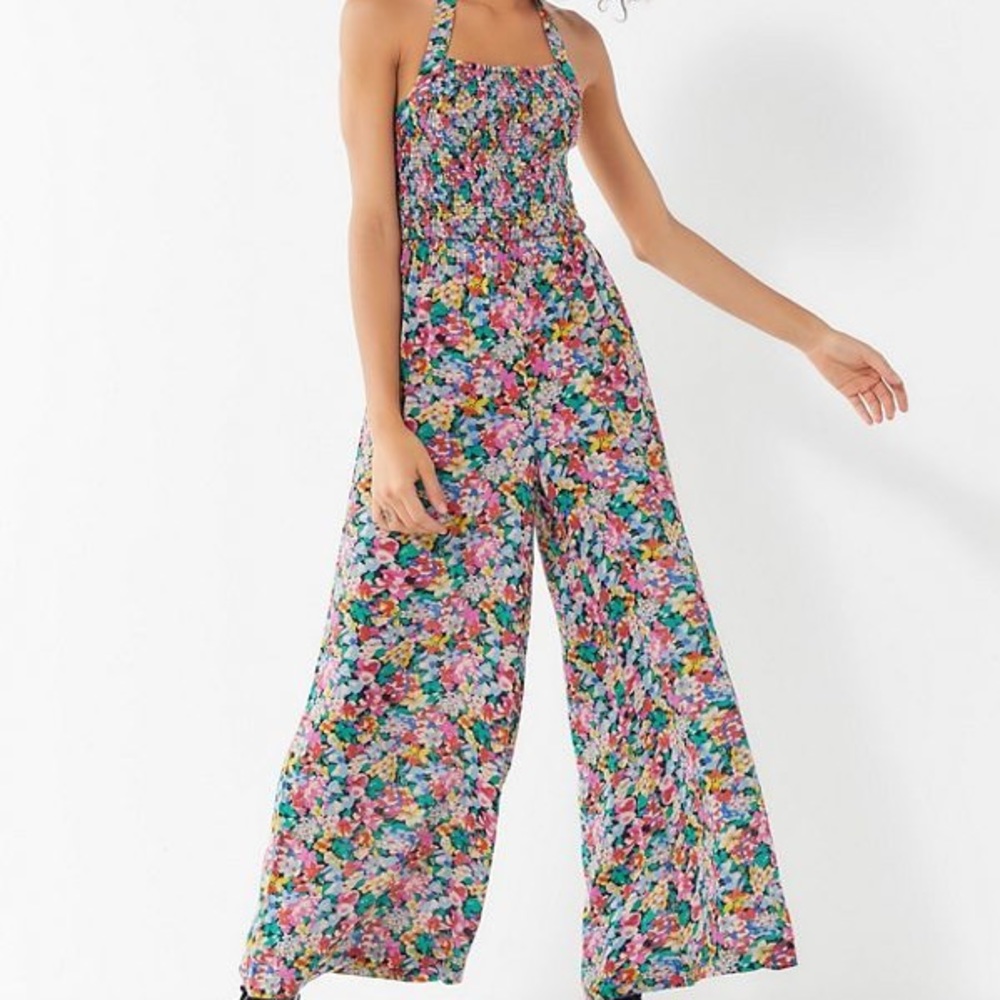 Urban Outfitters Smocked halter jumpsuit
